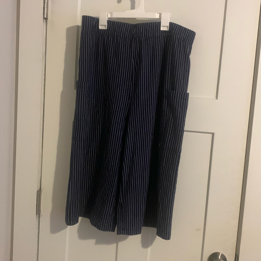 striped wide leg capri pants